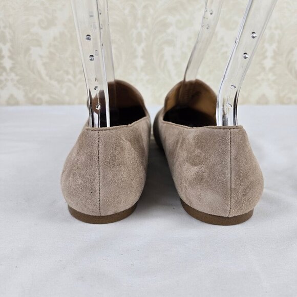 J Crew Outlet Size 9 Cream Taupe Suede Slip On Flats Amond Toe NWOT - Picture 4 of 12